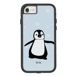 Cute Penguin Winter Snö Illustration Anpassningsba