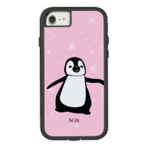 Cute Penguin Winter Snö Illustration Rosa