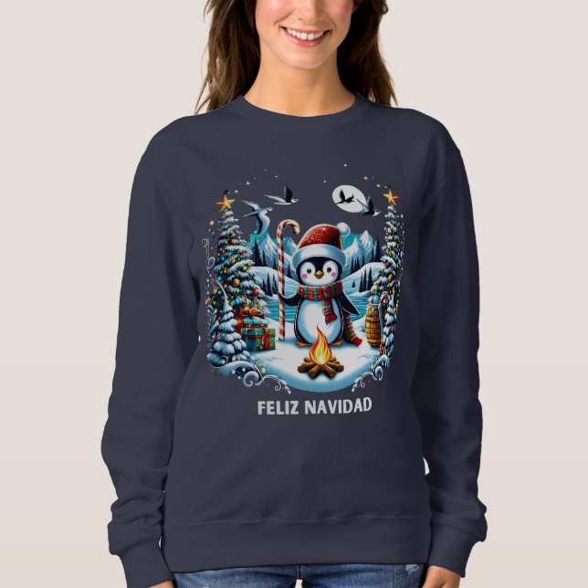 Cute Penguin Winter Sweatshirt T Shirt (Framsida)