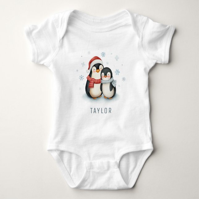 Cute Penguin Wintertime-Personlig T Shirt (Framsida)