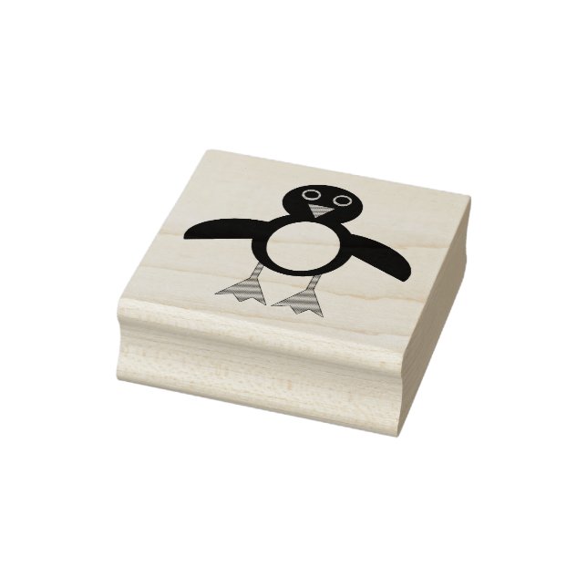 Cute Penguin Wood Art Frimärke Stämpel (Stämpel)