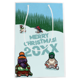 Cute Penguins Add The Year Merry Christmas! Winter