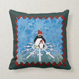 Cute Penguins and Bunny Winter Kudde