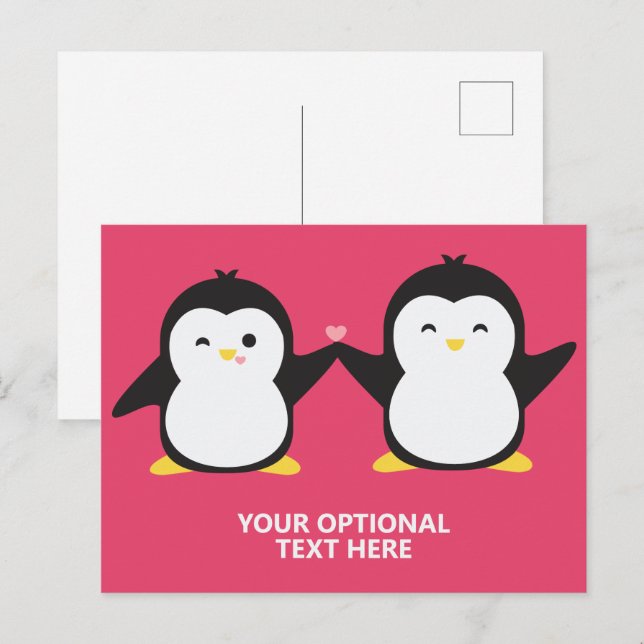 Cute Penguins anpassningsbar Text och färg Vykort (Fram/baksida)