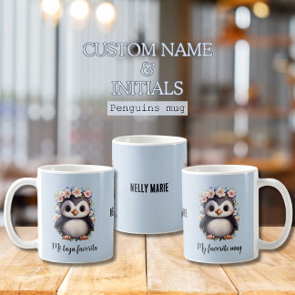 Cute Penguins Bilingual mi taza favorita spansk Kaffemugg