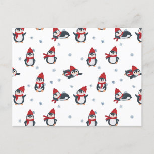 Cute Penguins Birds Arktis Animals Helg Vykort