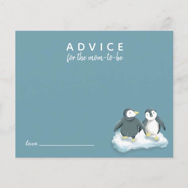 Cute Penguins Blue Advice for Mamma Card (Framsida)