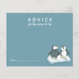 Cute Penguins Blue Advice for Mamma Card