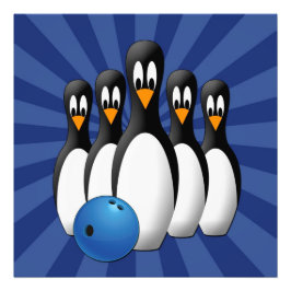 Cute Penguins Bowling Stift 24x24 Skriv ut Fototryck