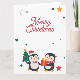 Cute Penguins Christmas card Kort