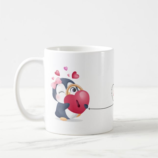 Cute Penguins Customized Coffee Mugg (Vänster)
