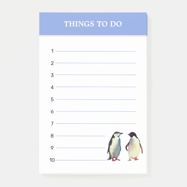 Cute Penguins & Editable Sak att göra Post-it Block (Framsida)