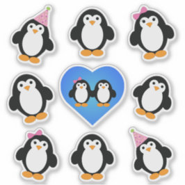 Cute Penguins-etikettuppsättning Klistermärken
