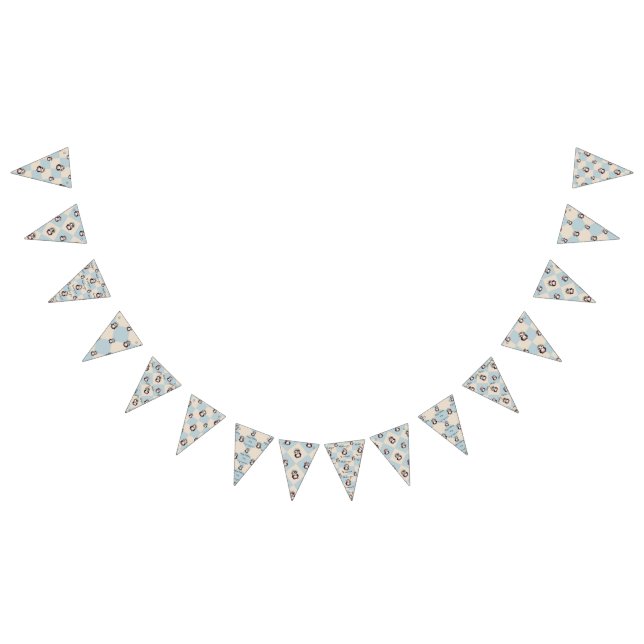 Cute Penguins for Girl Bilingual Grattis på födels Vimplar (Alla)