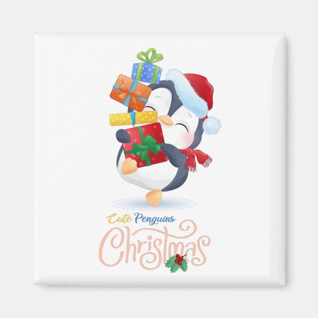 Cute penguins god jul Collection #1 Magnet (Framsidan)