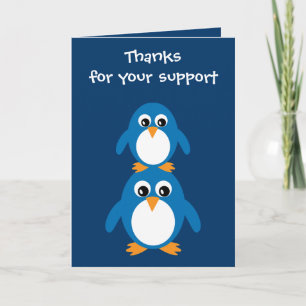 Cute Penguins Gratitude Card for Sponsor Tack Kort