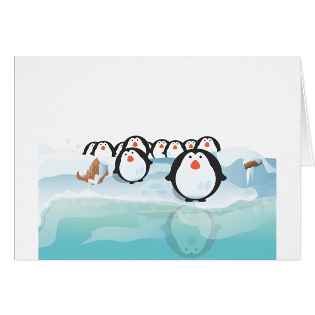 Cute Penguins Hälsningskort (Framsidan Horizontal)