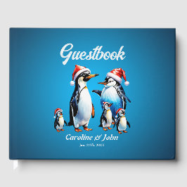 Cute penguins i en helig tecknad stil. gästböcker