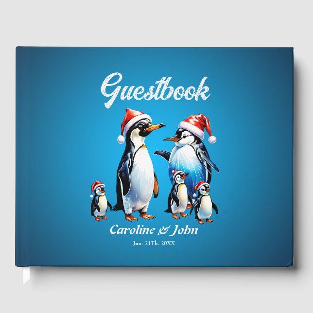 Cute penguins i en helig tecknad stil. gästböcker (Framsida)