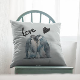 Cute penguins i kärlek presentidé för Valentine Kudde