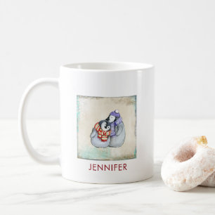 Cute Penguins in Winter Scarves and Hats Anpassnin Kaffemugg