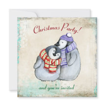 Cute Penguins in Winter Scarves and Hats jul