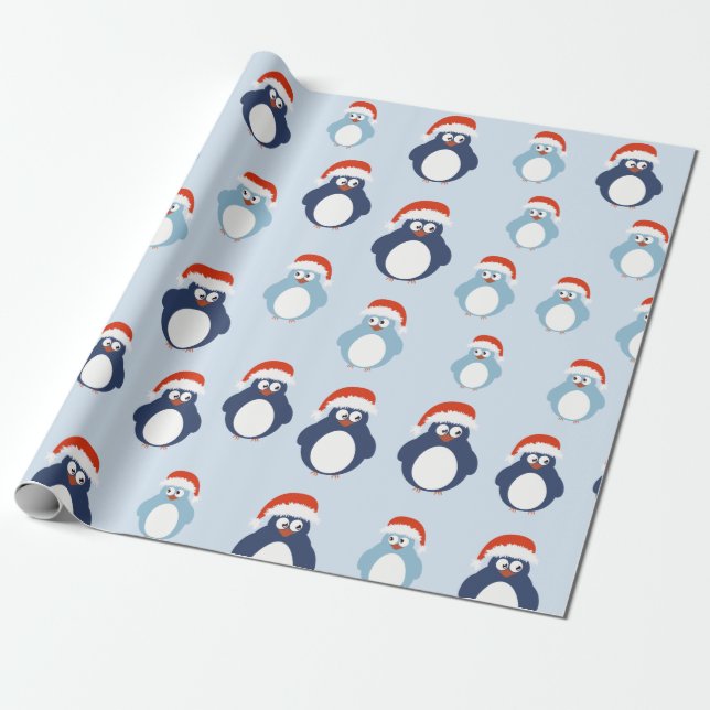 Cute Penguins jul Presentpapper (Utrullad)