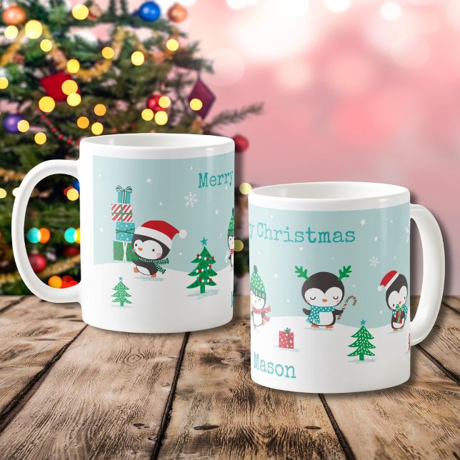 Cute penguins med julklapp kaffemugg (Skapare uppladdad)