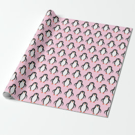 Cute Penguins Mönster på Light Pastel Rosa Presentpapper