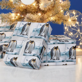 Cute Penguins on a Glacier Presentpapper