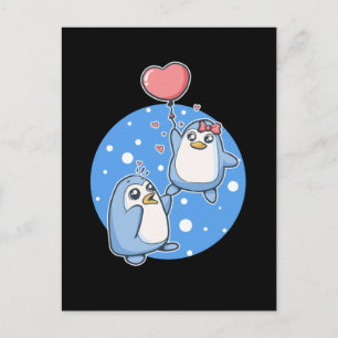 Cute Penguins par Heart Balloon Penguin Vykort