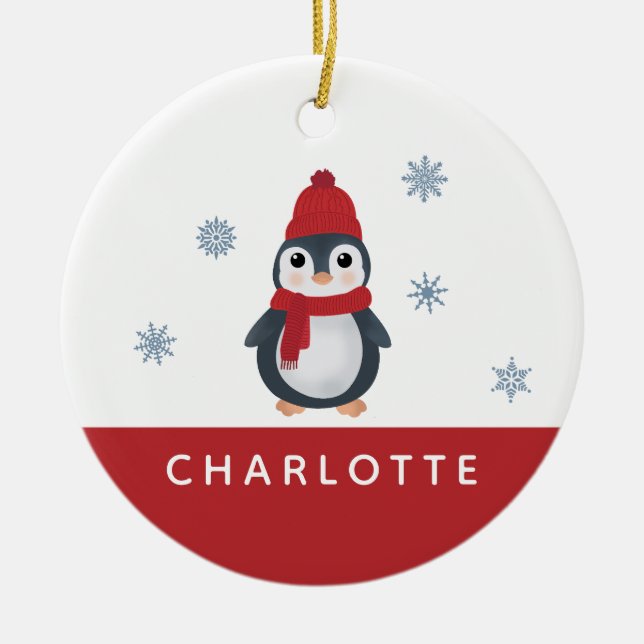 Cute Penguins vinterfåglar Arktiska djur Julgransprydnad Keramik (Framsidan)