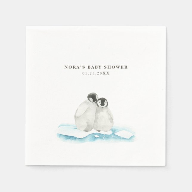 Cute Penguins Winter Arktis Pappersservett (Framsidan)