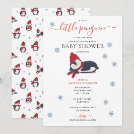 Cute Penguins Winter Baby Shower Inbjudningar