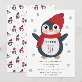 Cute Penguins Winter Birds Arktis Animal Birthday Inbjudningar