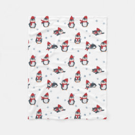 Cute Penguins Winter Birds Fleecefilt