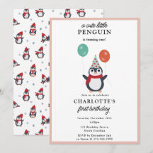 Cute Penguins Winter Kids Girl Birthday
