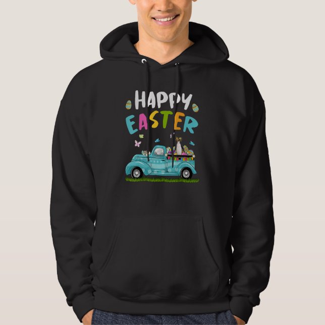 Cute Penguins with Bunny Öron Egg Hunting Lastbil  Hoodie (Framsida)