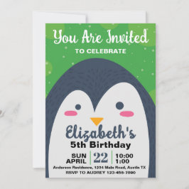 Cute Penquin Födelsedagsfest inbjudan