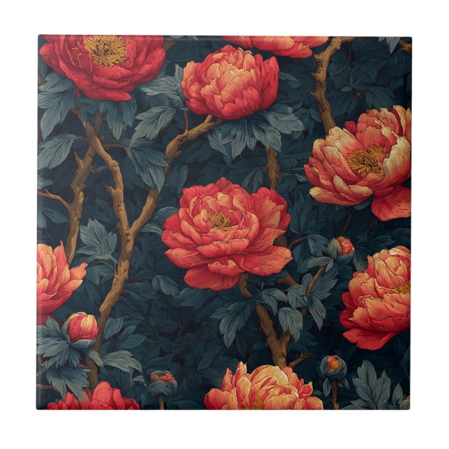 Cute Peonies keramiska plattor för köksvägg Kakelplatta (Framsidan)