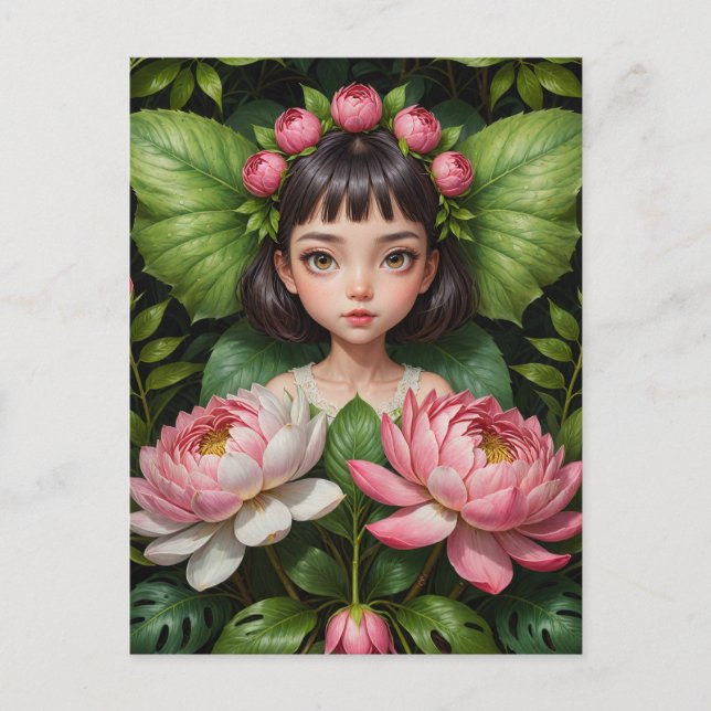 Cute Peony Fairy Vykort (Framsida)