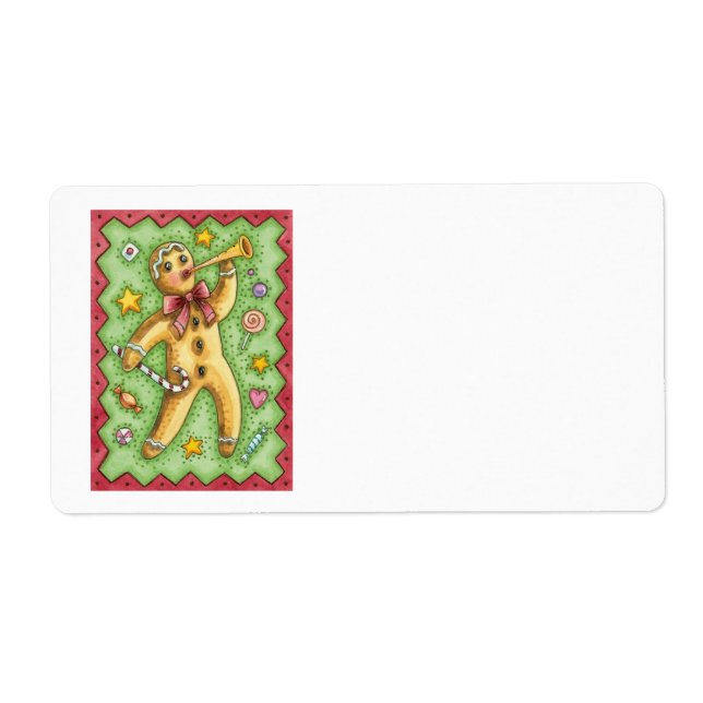 Cute Pepparkaksgubbe Blowing Horn, julgodis Fraktsedel (Framsidan)