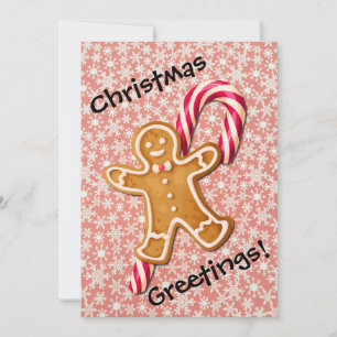 Cute Pepparkaksgubbe Candy cane Retro-jul Julkort
