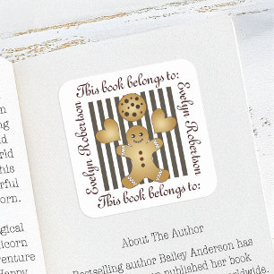 Cute Pepparkaksgubbe Cookie-bokmärke Fyrkantigt Klistermärke