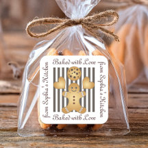 Cute Pepparkaksgubbe Cookie Homemade-etiketter