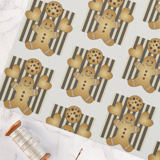 Cute Pepparkaksgubbe Cookie Mönster Anpassningsbar Tyg (Skapare uppladdad)