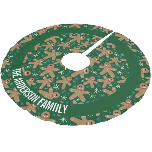 Cute Pepparkaksgubbe Cookies-jul Mönster Julgransmatta Borstad Polyester (Vinklad)