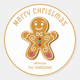 Cute Pepparkaksgubbe Cookies-jul Runt Klistermärke