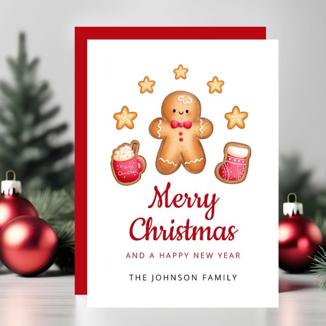 Cute Pepparkaksgubbe God jul Julkort (Cute Gingerbread Man Merry Christmas Holiday Card)