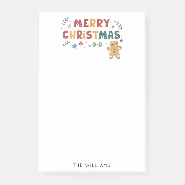 Cute Pepparkaksgubbe God jul Post-it Block (Framsida)